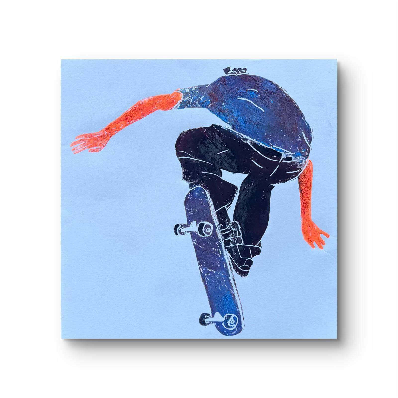 SKATEBORDER No. 01-01 Linolschnitt - Sybille Stein 2