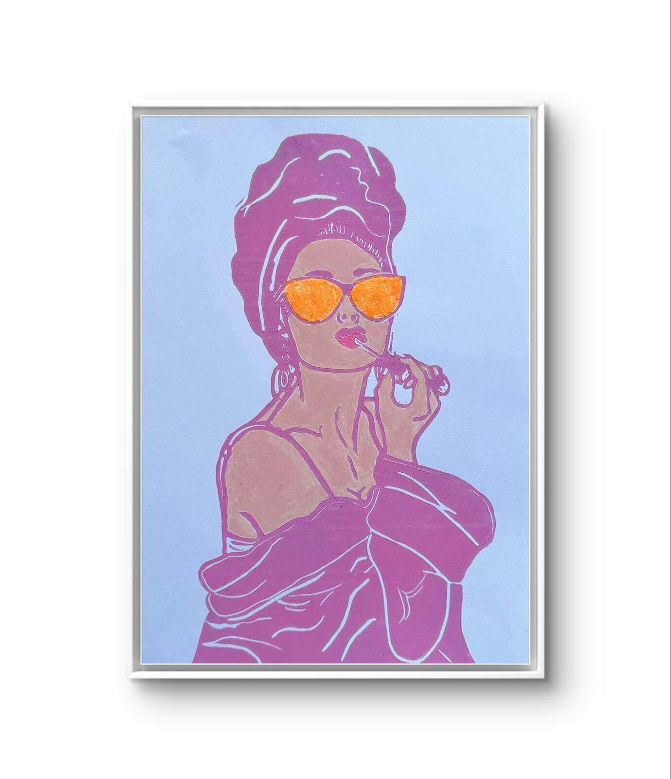 GLITZER GIRL 03 Linolschnitt - Sybille Stein 3