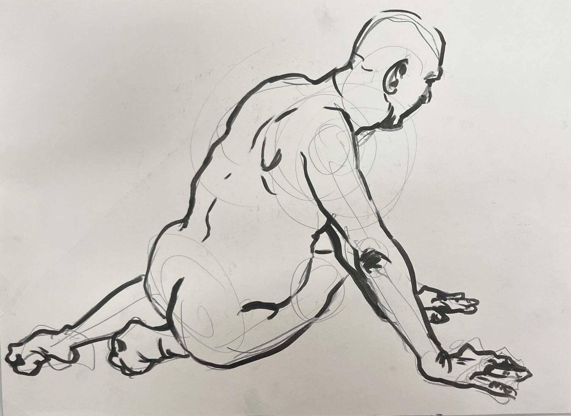 Aufgestützter Männerakt - Leon Tho Barwig 1