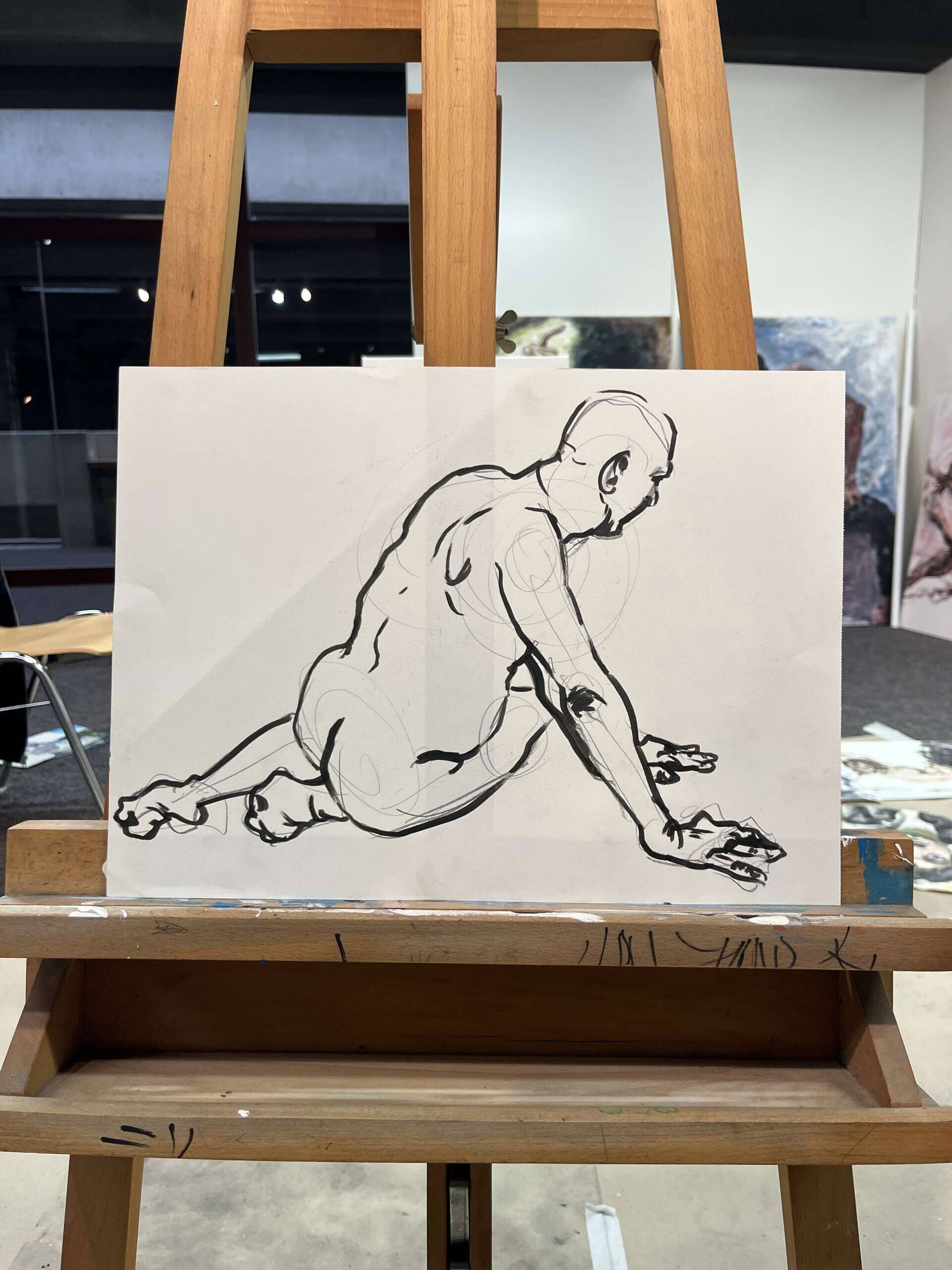 Aufgestützter Männerakt - Leon Tho Barwig 2