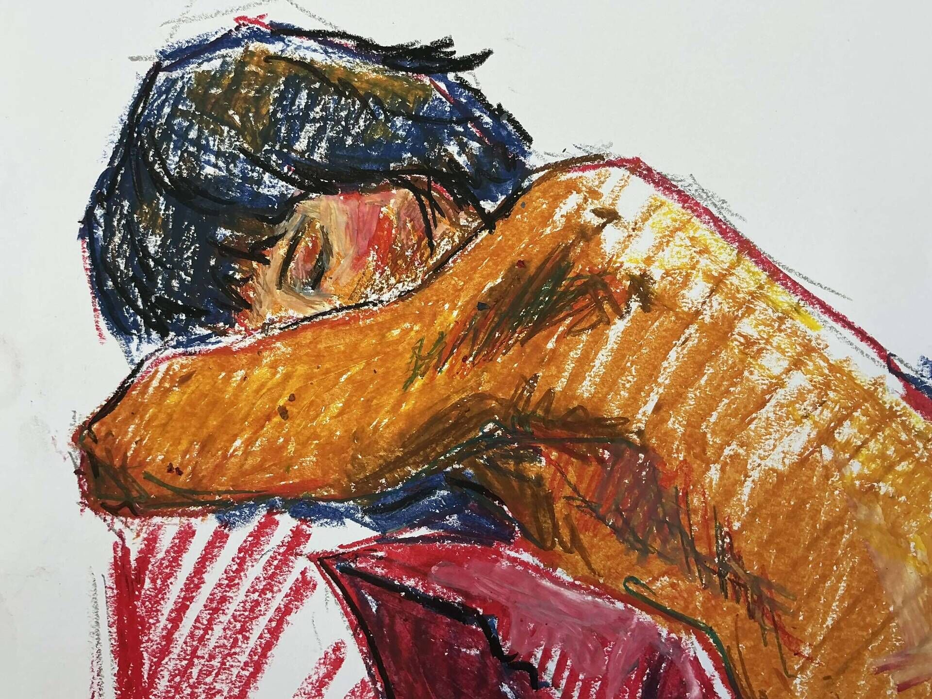 Akt mit rotem Kissen - Christine Knüttel 1