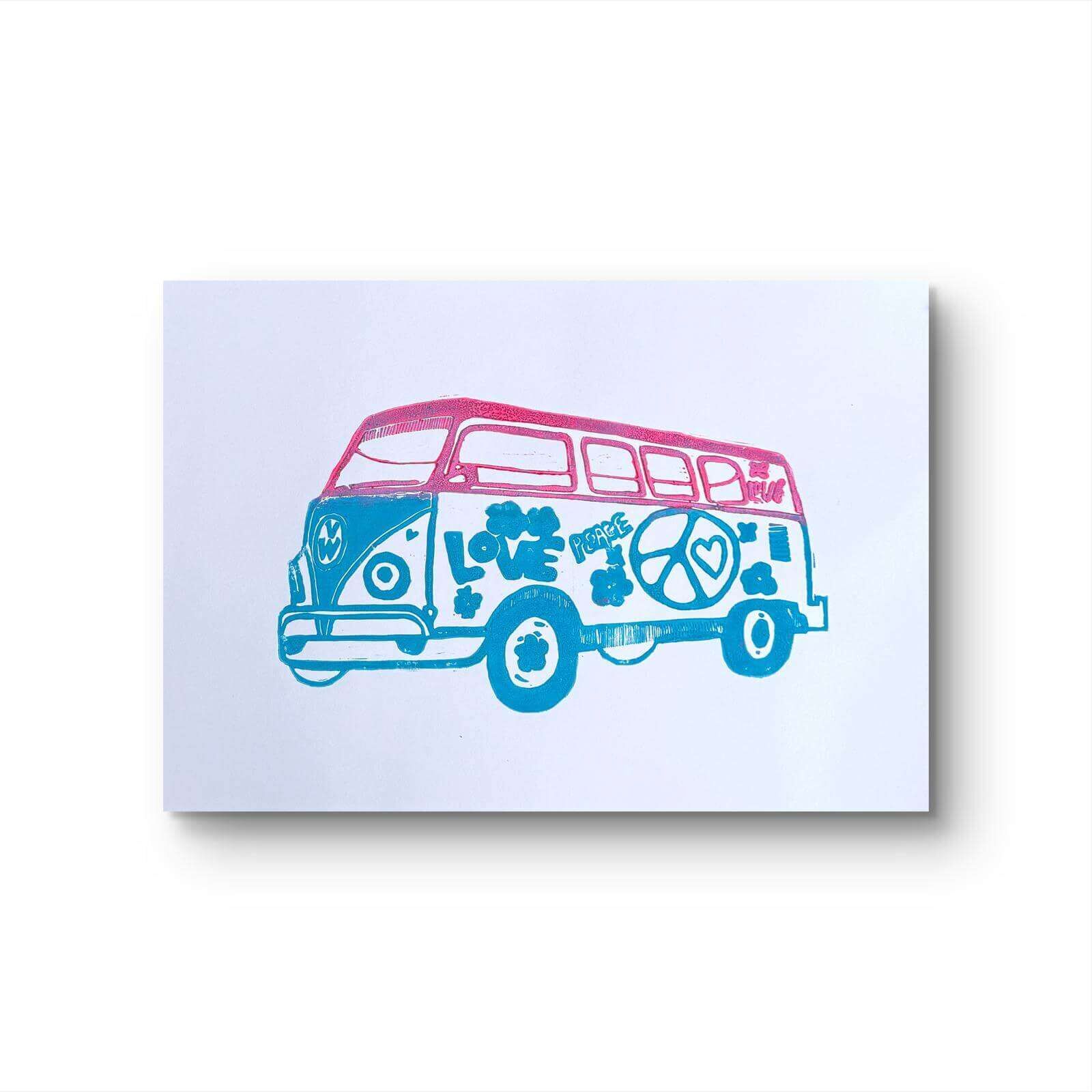 BUS OF LOVE 01 Linolschnitt - Sybille Stein 2