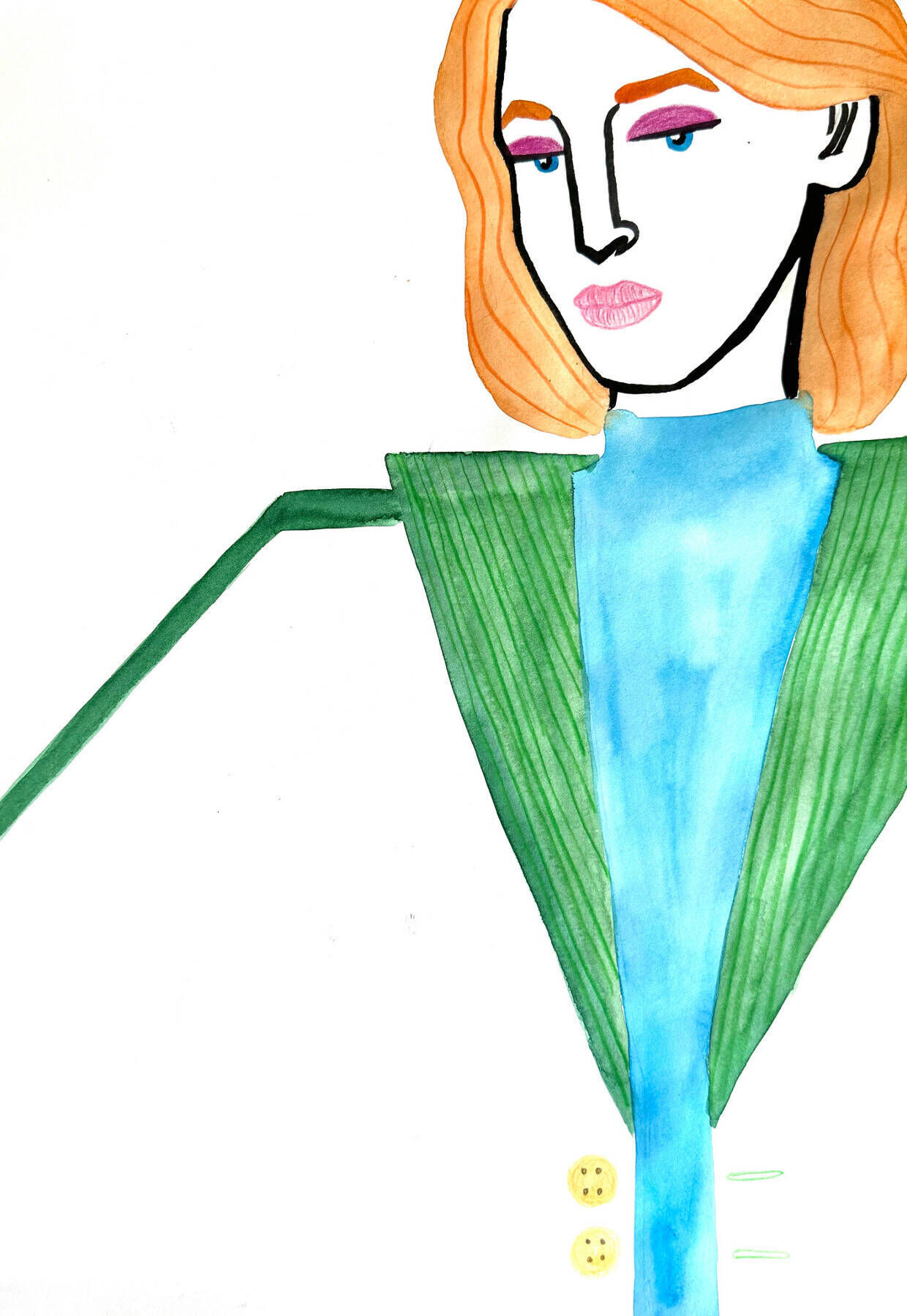 Portrait of a lady in a green suit - Pauline Prasser 1