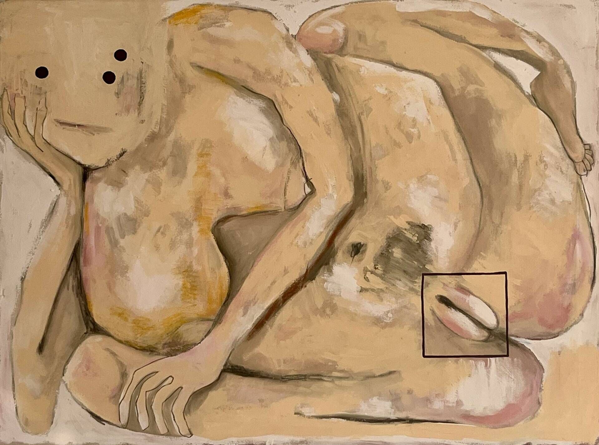 schwarzes Quadrat auf weißer Mumu - Lara Burgmann 1