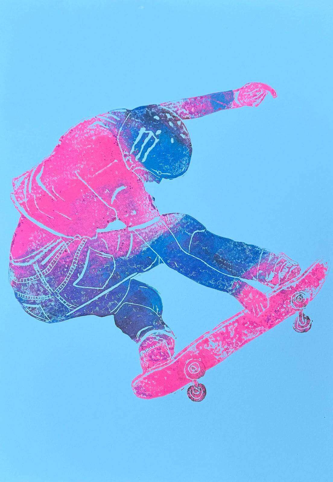 SKATERGIRL No. 01-01 Linolschnitt - Sybille Stein 1