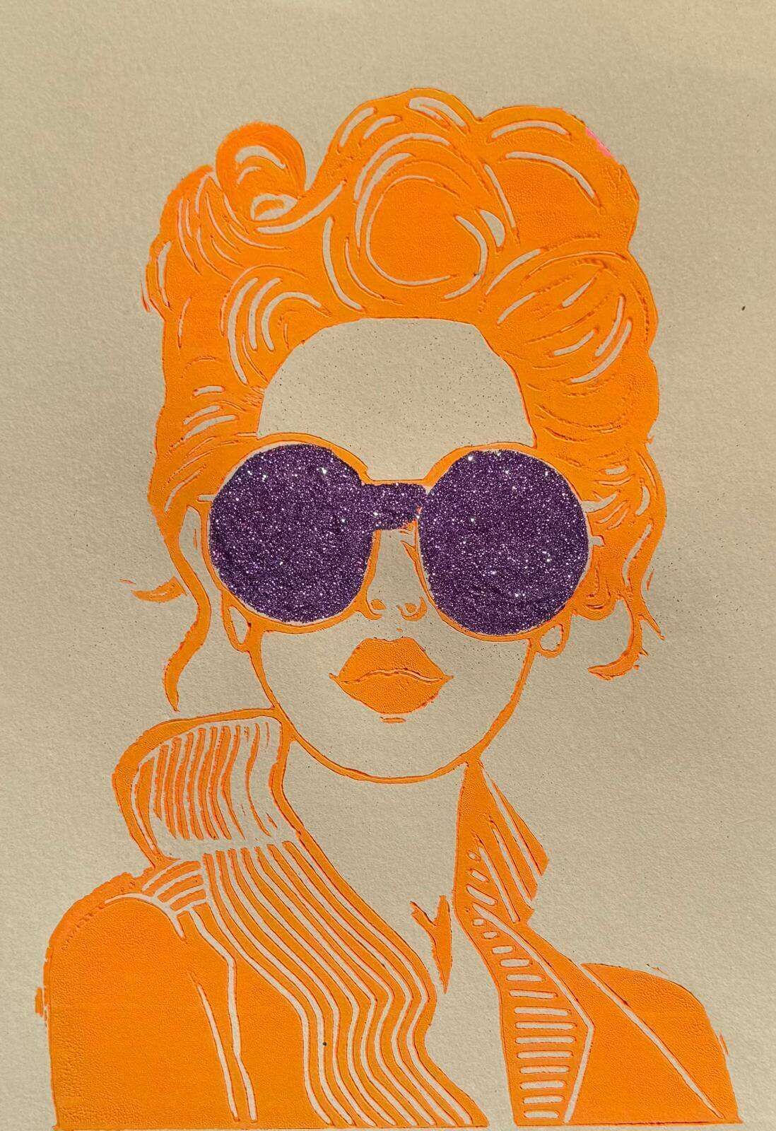 SOMMERGIRL VI Linoldruck - Sybille Stein 1