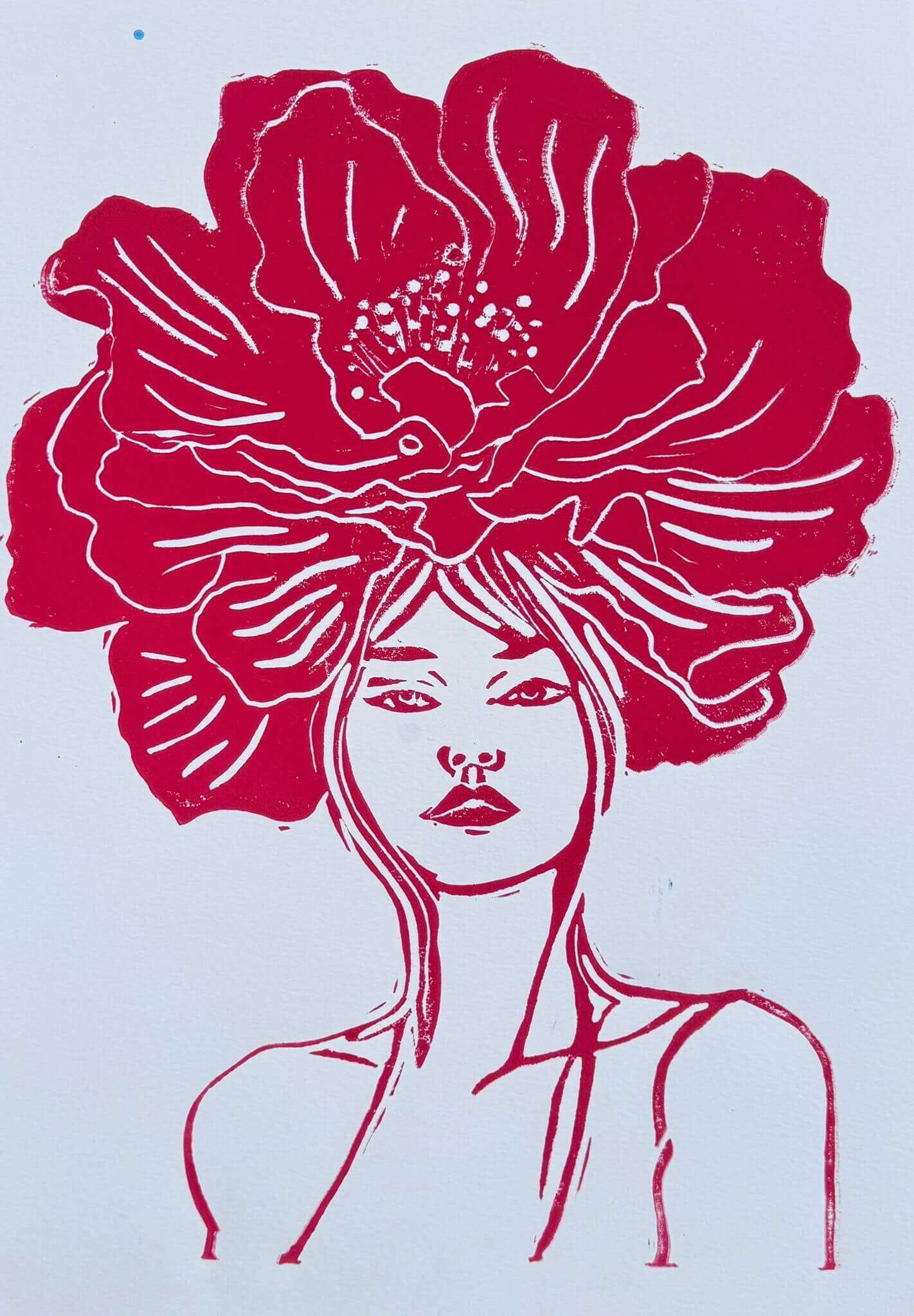 FLOWERGIRL LINOLSCHNITT - Sybille Stein 1
