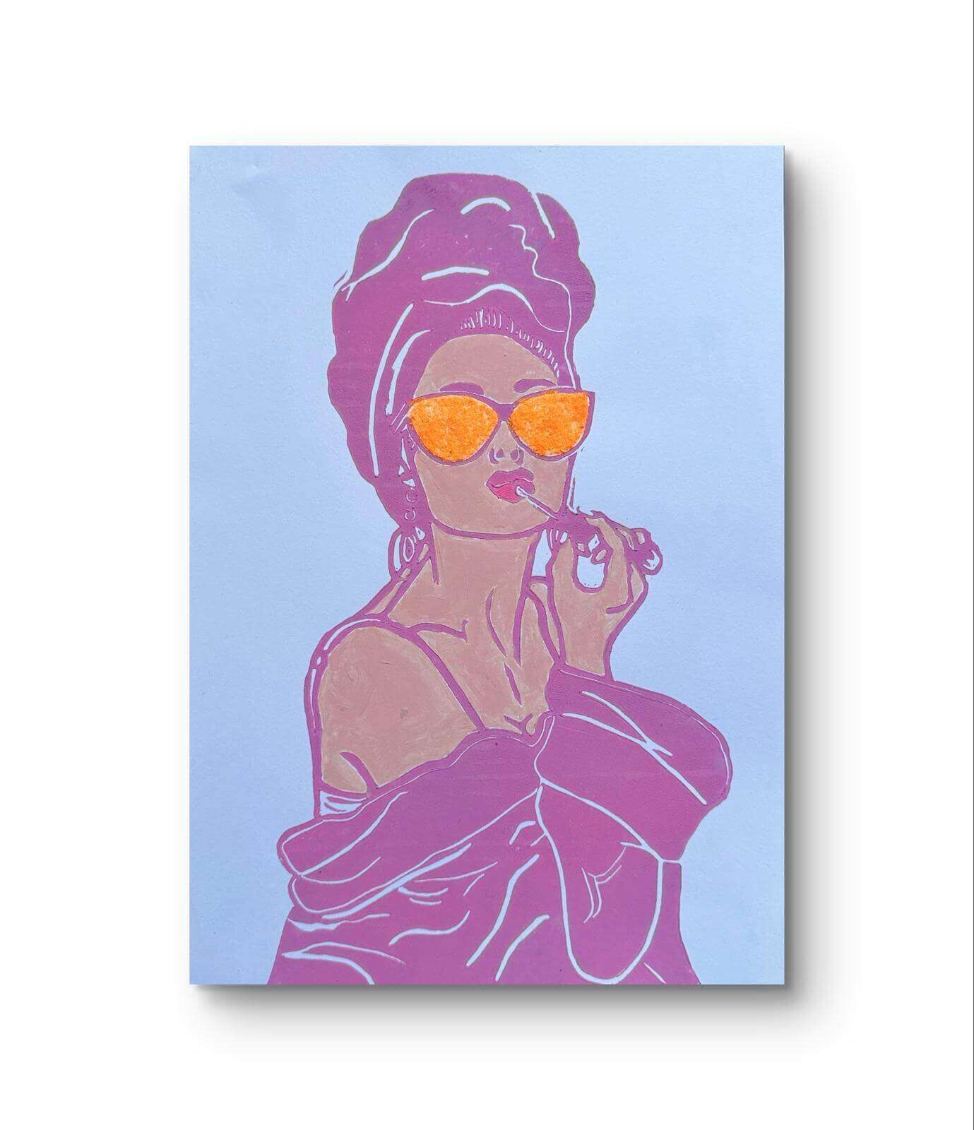 GLITZER GIRL 03 Linolschnitt - Sybille Stein 2