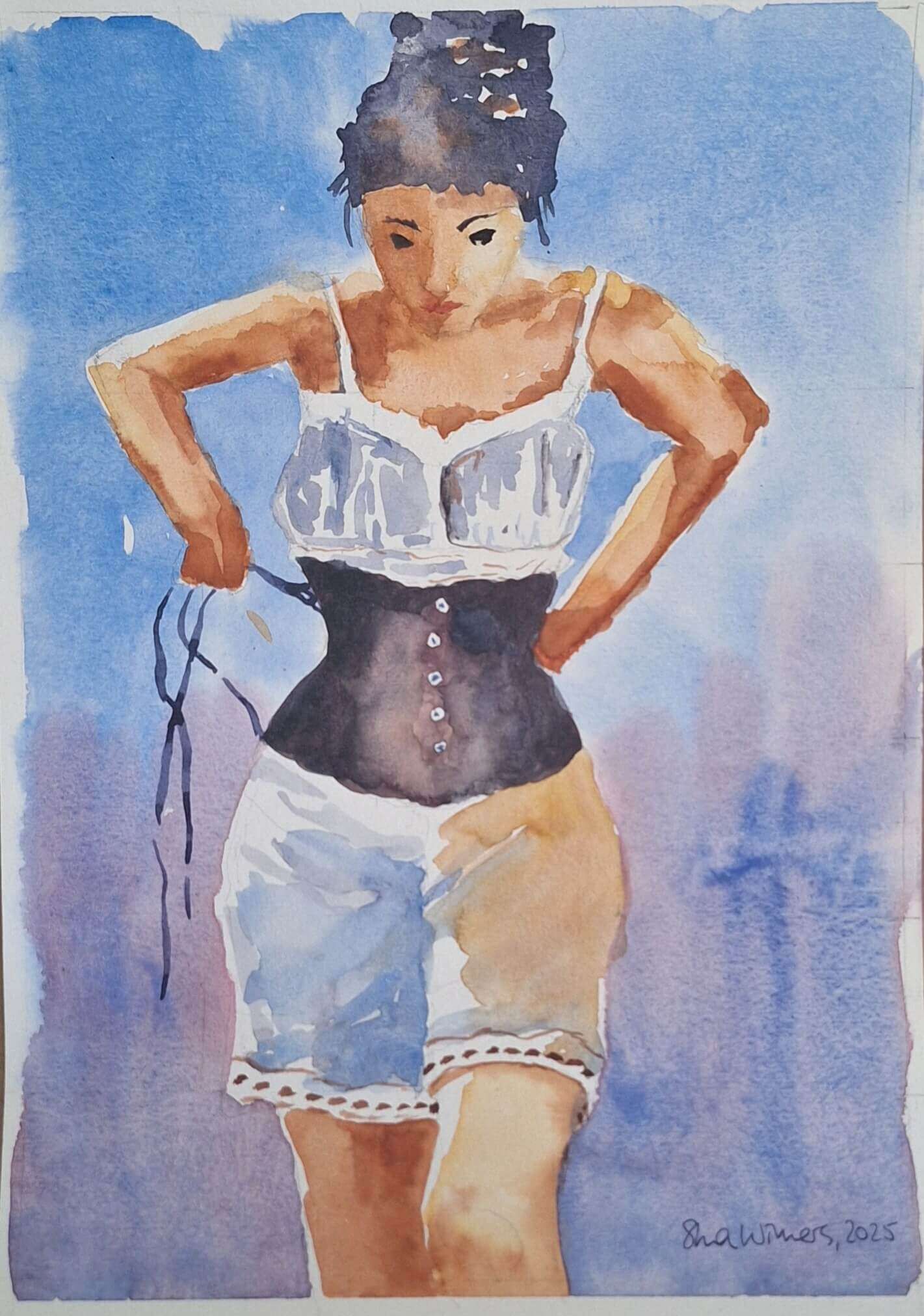 Frau in Mieder (Aquarell) - Sara Wimmers 7