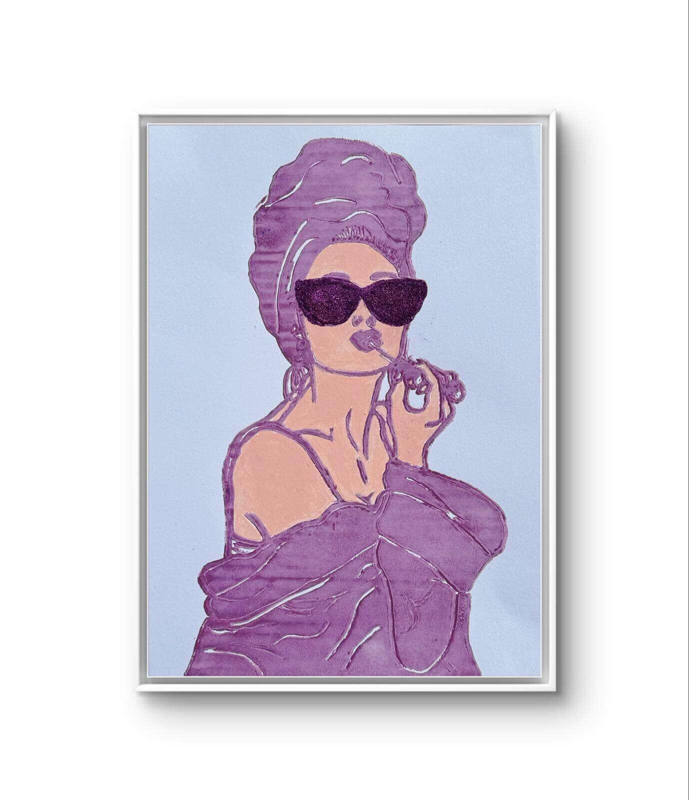 GLITZER GIRL 06 Linolschnitt - Sybille Stein 3