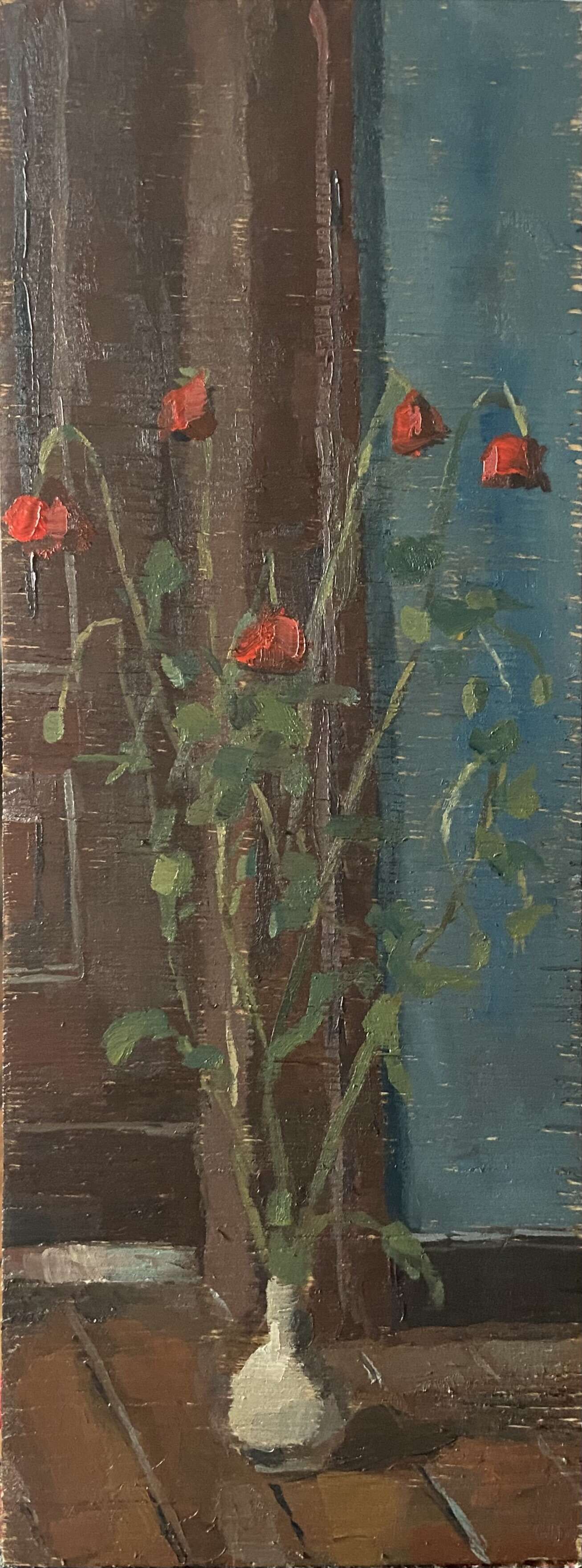 Mohn vor blauer Wand  - Lilli Geyer 3