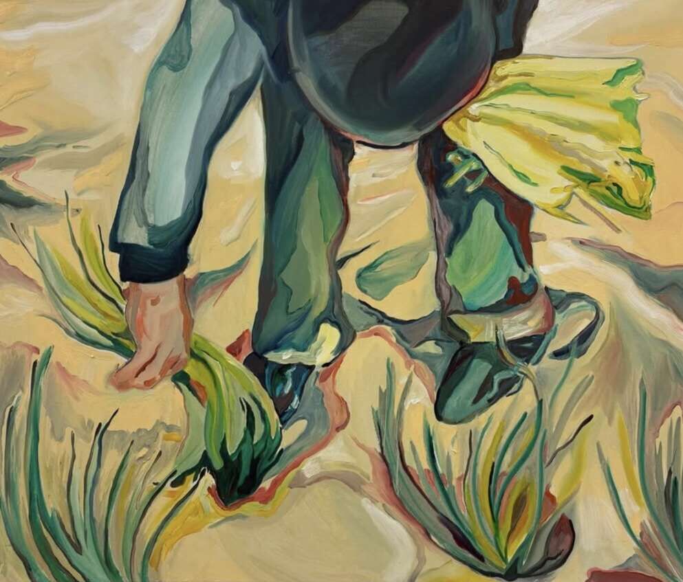 Einpflanzen und Festtreten des Halms - Jonathan Lützen 1