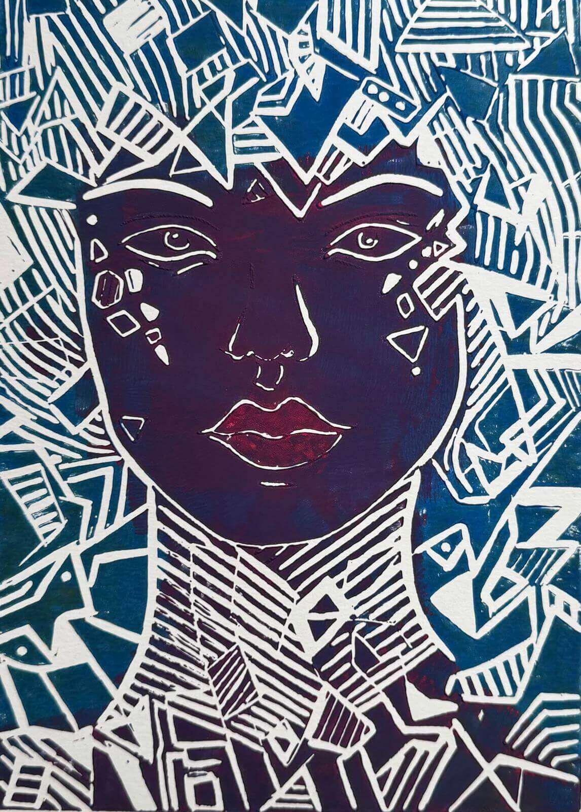 SARAH I Linolschnitt - Sybille Stein 1