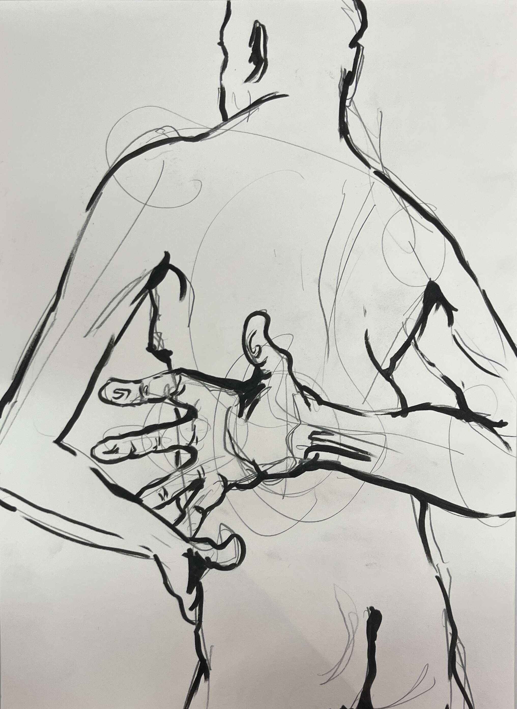 Männerakt mit Hand hinter dem Rücken - Leon Tho Barwig 1