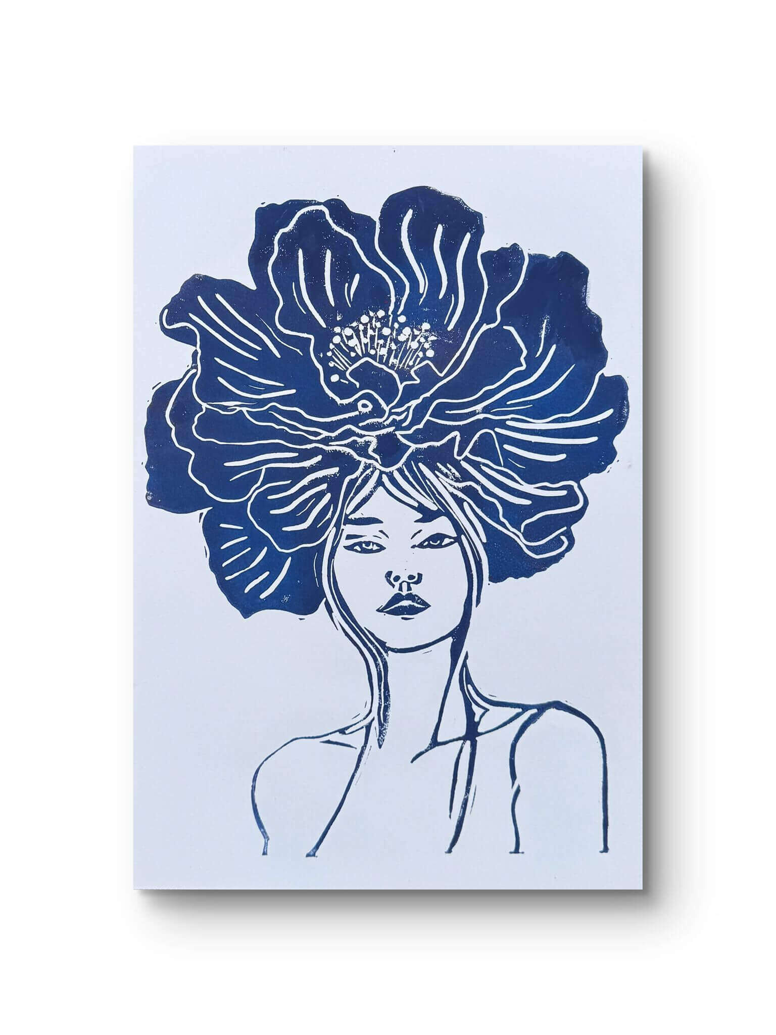 BLUE FLOWERGIRL LINOLSCHNITT - Sybille Stein 2