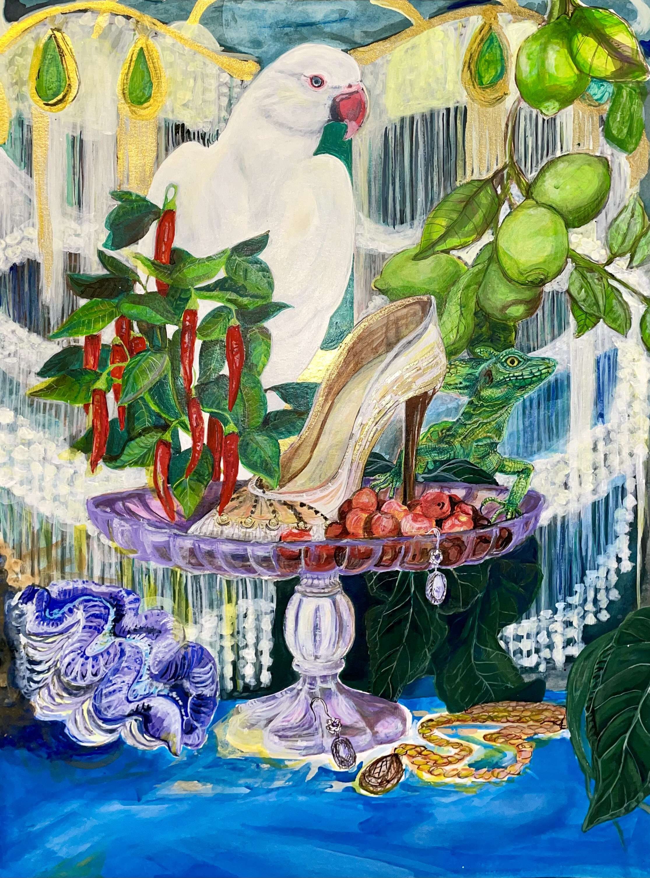 Exotic still life with parrot - Delja Wilfert 1