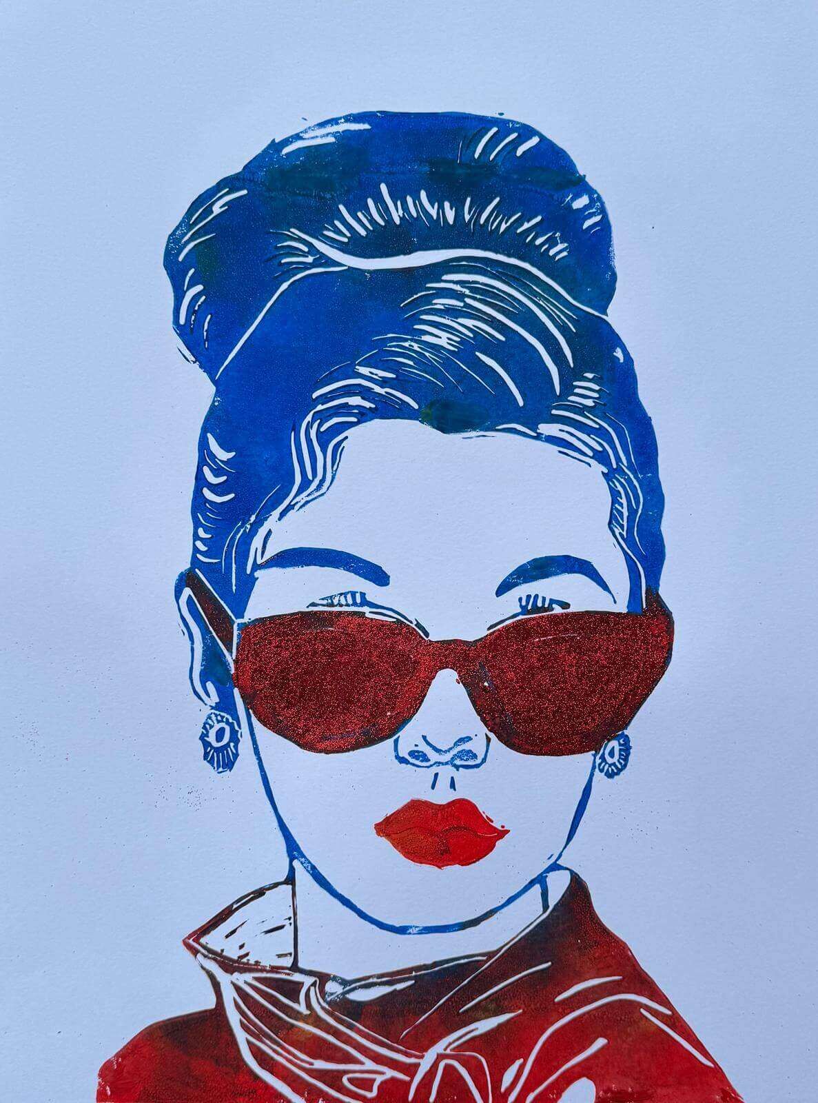 THE COOL GIRL 02 Linolschnitt - Sybille Stein 1